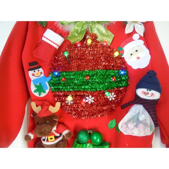 Ugly Christmas Sweater Parties size Medium Lights up ugly Xmas Top NEW - Picture 3 of 5